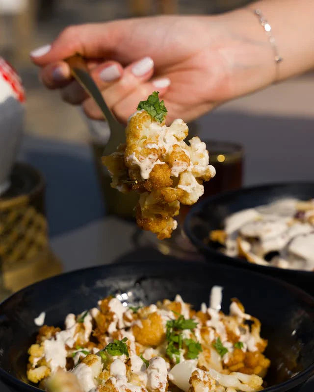 Healthy Loaded Cauliflower Fries & Yogurt Dill Dressing