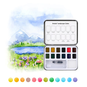 Watercolor Pocket Paint Set 12 Paints with brush & paper