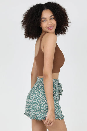 Cactus Print Drawstring Shorts