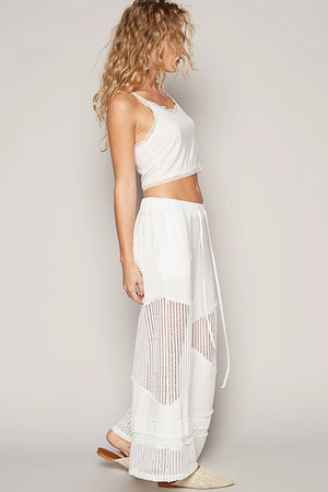 Ivory See-Through Contrast Pants