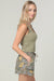 Green & Yellow Floral Lace Trim Shorts