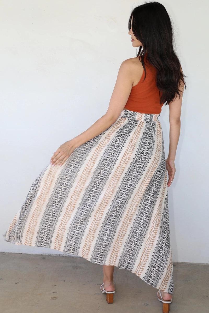 Striped Maxi Skirt with Slit