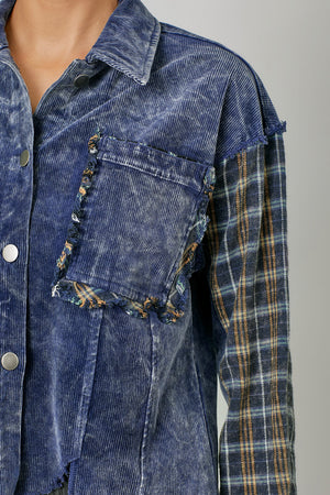 Corduroy Jacket- Blue Mix Plaid