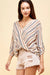 Blue & Orange Striped Roll Tab Sleeve Top