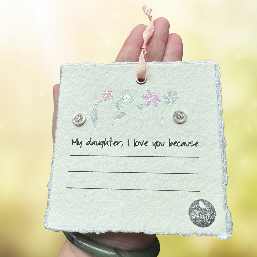 Sterling Silver Flower Earrings-My Daughter
