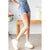 Jean Shorts, Wash Denim, Frayed Hem, Belt Loop flap