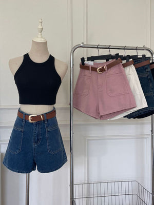 Mauve Denim High Waist Shorts
