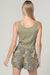 Green & Yellow Floral Lace Trim Shorts