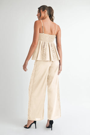 Ivory Crochet High Waist Pants