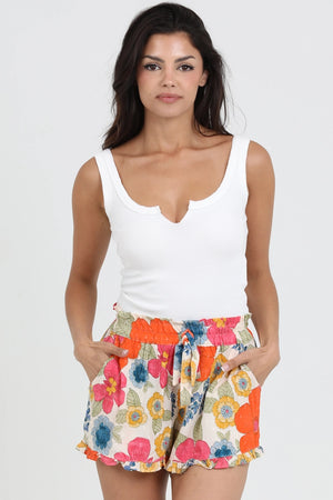 Tropical Floral Ruffle Shorts