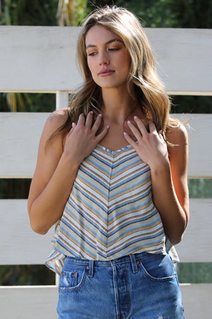 Striped Blue/White/Yellow Tank Top