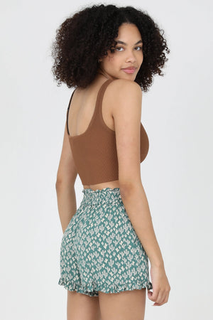 Cactus Print Drawstring Shorts
