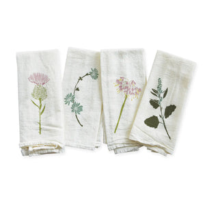 Cloth Napkins hand-drawn illustrations Set of 4