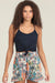 Blue & Orange Floral Ruffled Shorts