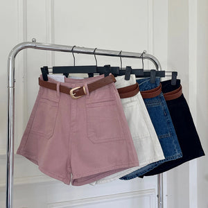 Mauve Denim High Waist Shorts