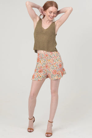 Smocked Waist Floral Shorts