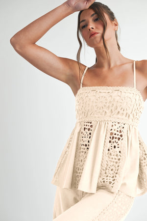 Ivory Crochet Babydoll Tank Top