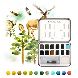 Watercolor Pocket Paint Set 12 Paints with brush & paper