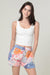 Floral Patchwork Elastic Waist Shorts