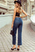 Dark Blue Cropped Straight Leg Jeans