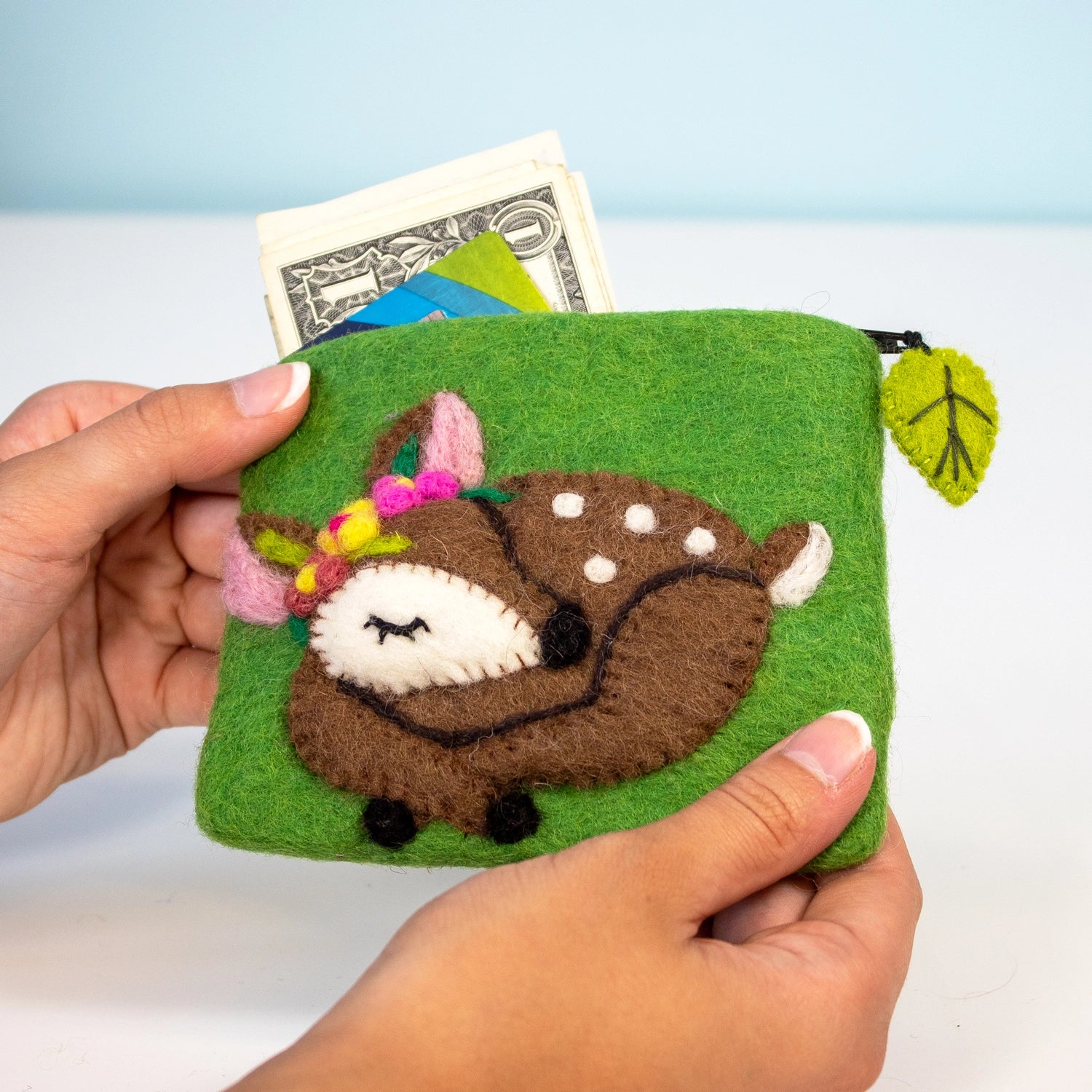 Sleeping Fawn Felt Coin Purse