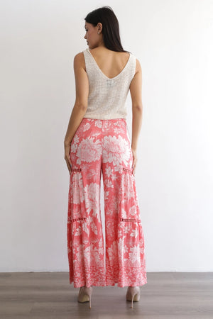 Floral Pink Wide Leg Pants