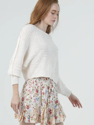 Cream Floral Smocked Waist Shorts