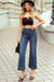 Dark Blue Cropped Straight Leg Jeans