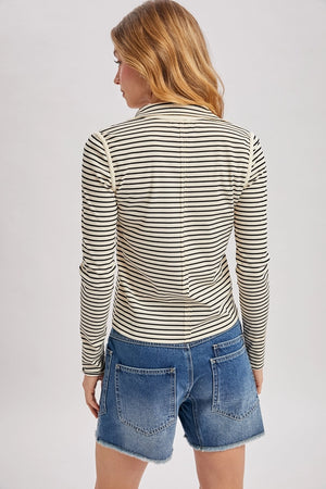 Striped Button-Down Henley Top
