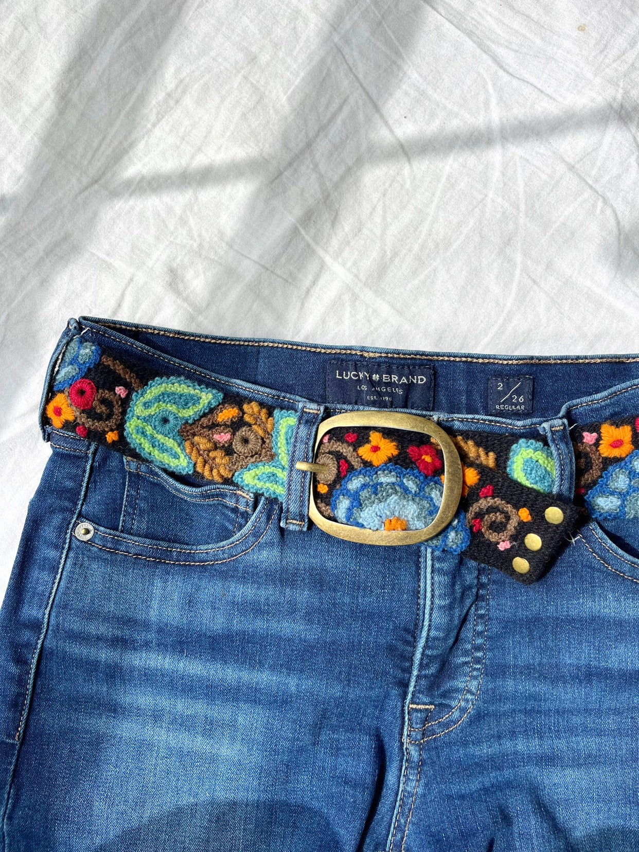 Hand Embroidered Belt Catalina Black - Wide