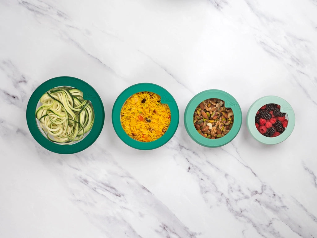 Stackable Lid Hugger Tempered Glass, 4pc Set, Green, XS, S, M, L