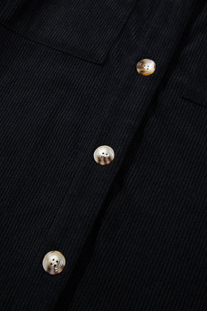 Black Corduroy Hooded Jacket