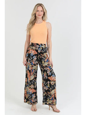 Black Tropical Floral Pants