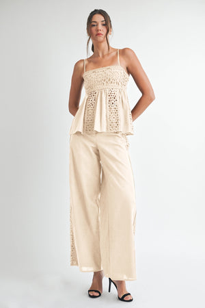 Ivory Crochet High Waist Pants