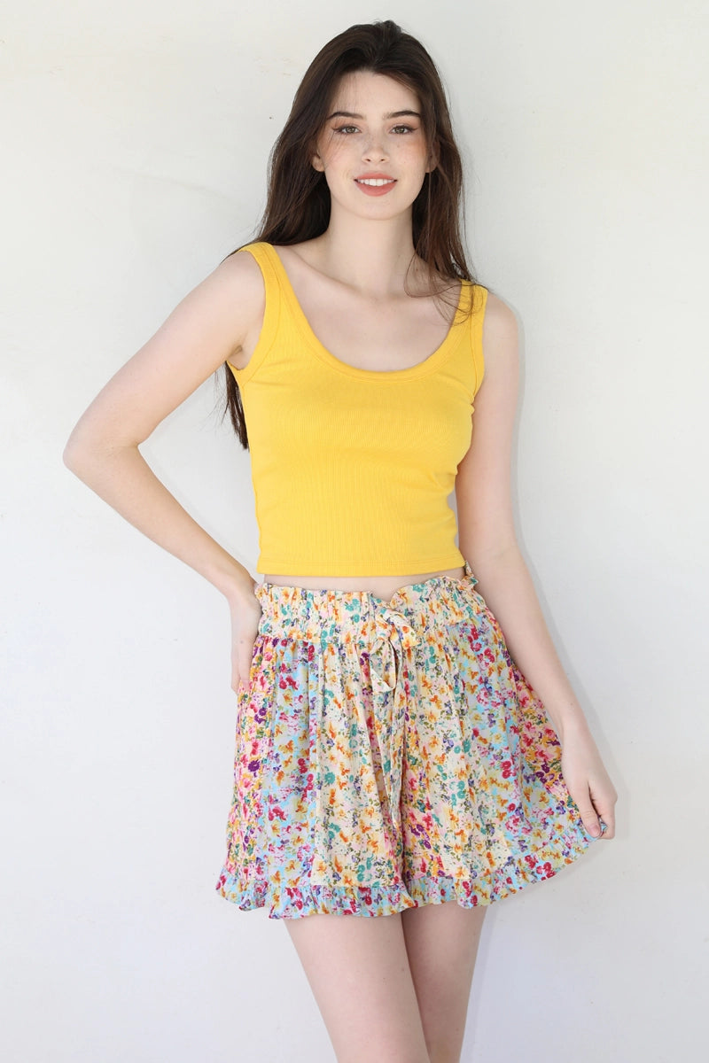 Multicolor Floral Ruffled Shorts
