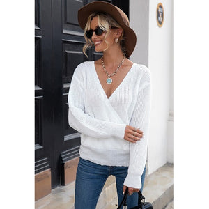White Cross Front Knit Sweater