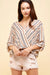 Blue & Orange Striped Roll Tab Sleeve Top