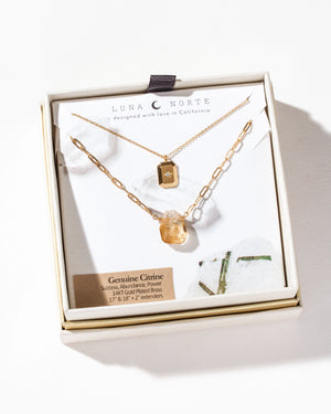 Citrine CZ Star Gold Golden Horizon Necklace