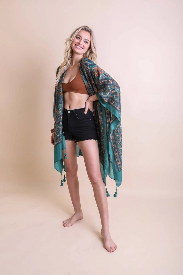Front of Emerald Tapestry Kimono