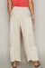 Sand Beige Wide Leg Ribbed Panel Pants