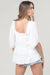 White Square Neck Top with Lace Detailing