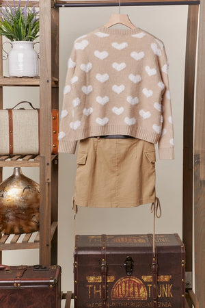 Soft Beige Hearts Sweater