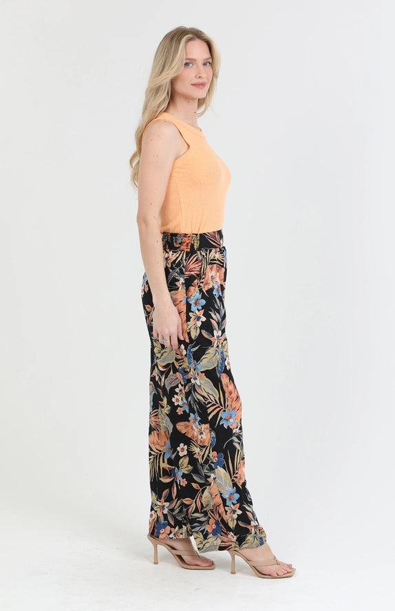 Black Tropical Floral Pants