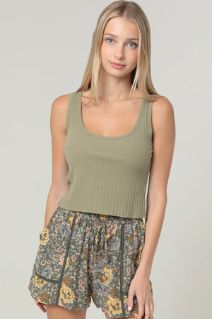 Green & Yellow Floral Lace Trim Shorts