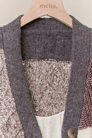 Classic Cardigan - Crocheted  Multi Color-Block, V-Neck