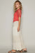 Sand Beige Wide Leg Ribbed Panel Pants