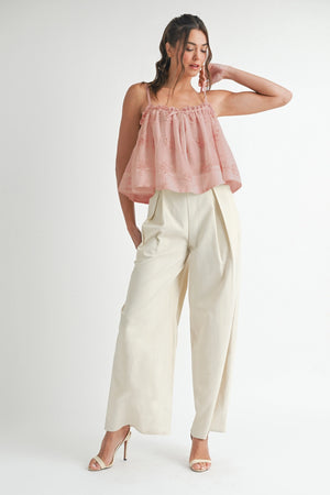 Pink Embroidered Tank Top