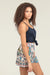 Blue & Orange Floral Ruffled Shorts