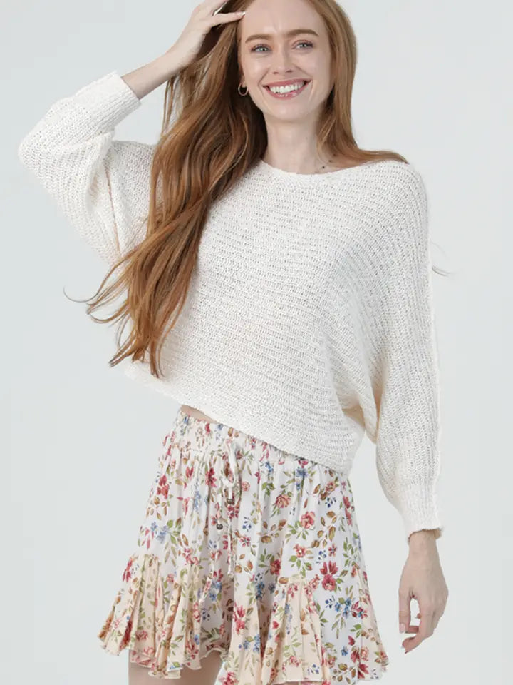 Cream Floral Smocked Waist Shorts