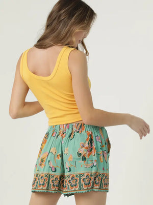 Turquoise Floral Shorts